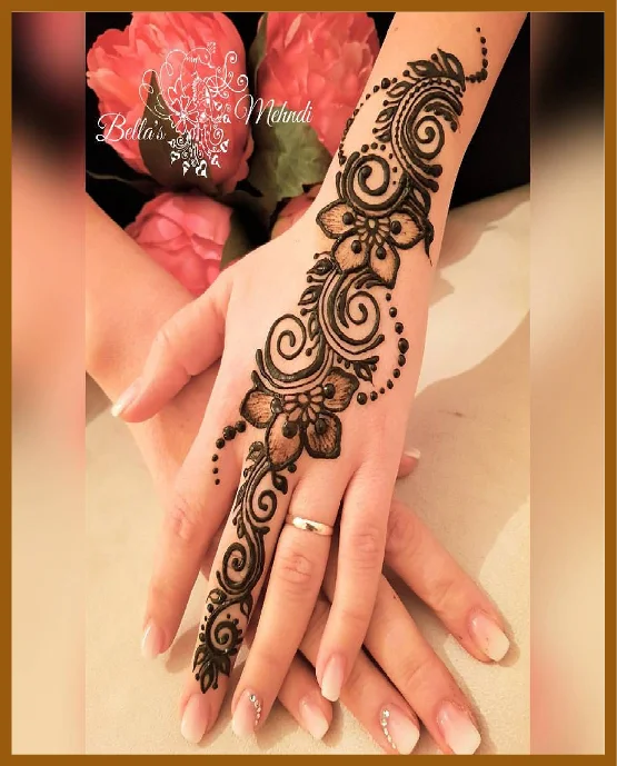 Cross Hatch Pattern In Aesthetic Back Hand Design Asthetic Back Hand Mehndi Design
